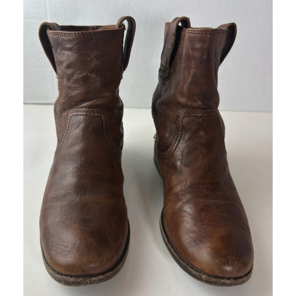 Frye Anna Shortie Leather Pull On Ankle Boots Camel Brown Size 6.5 M 3471055 - Picture 6 of 16